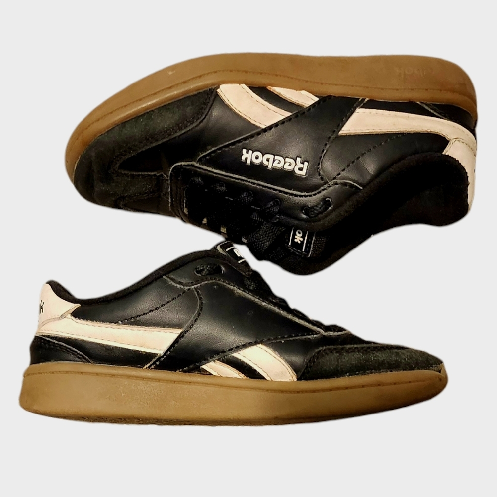 Reebok Forte Lounger Youth Boys Casual Sneaker Size 12 Black White Lace up Shoes